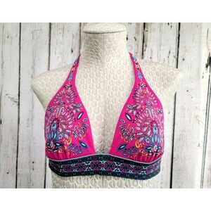 ALK Women's Small Victoria's Secret Multi-Color Bikini Top Swimsuit Halter EUC